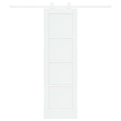 Porte coulissante avec kit de quincaillerie blanche 61x198,5 cm bois massif pin 