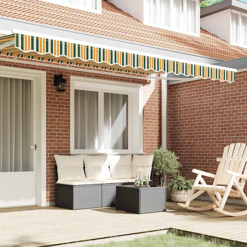 Store d’extérieur 4 m en vert et jaune 3.8x0.2 m 
