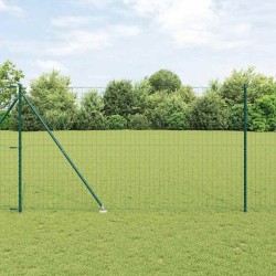 Clôture Euro avec 7 poteaux pointus, 1,6 x 10 m, en acier galvanisé vert 