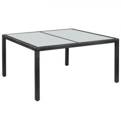 Table de jardin noir 150x90x75 cm résine tressée 