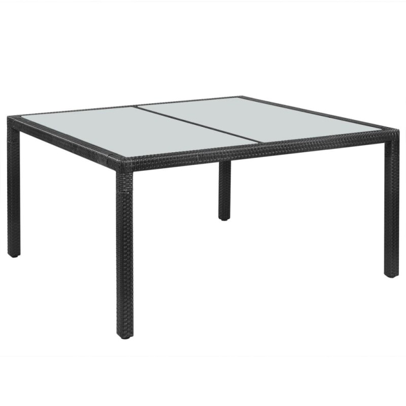 Table de jardin noir 150x90x75 cm résine tressée 