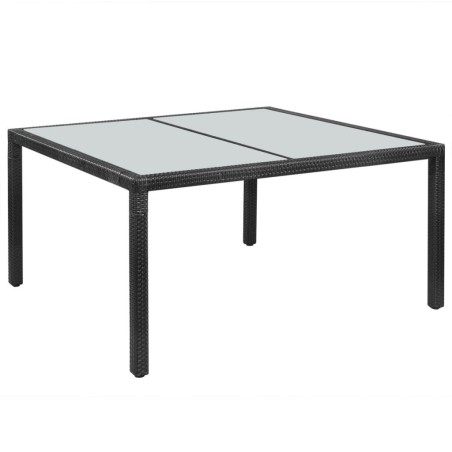 Table de jardin noir 150x90x75 cm résine tressée 