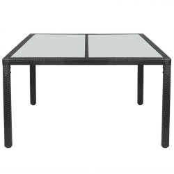 Table de jardin noir 150x90x75 cm résine tressée 