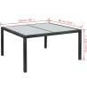 Table de jardin noir 150x90x75 cm résine tressée 