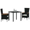 Ensemble de repas de jardin 3 pcs Noir 80 x 80 x 73 cm 