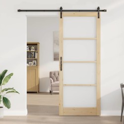 Porte coulissante avec set de matériel 'ORKDAL'Bois massif et verre 