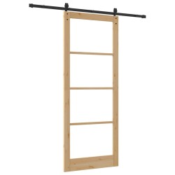 Porte coulissante avec set de matériel 'ORKDAL'Bois massif et verre 