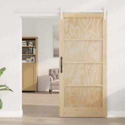 Porte Coulissante avec Kit de Quincaillerie 93x202 cm Bois Massif Pin 