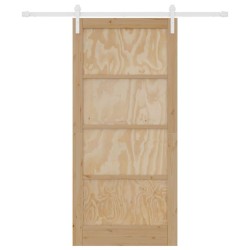 Porte Coulissante avec Kit de Quincaillerie 93x202 cm Bois Massif Pin 