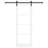 Porte coulissante avec matériel 'ORKDAL'Bois massif blanc et verre 