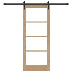 Porte coulissante avec kit de quincaillerie 83x202 cm en pin massif 