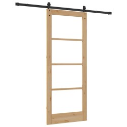 Porte coulissante avec kit de quincaillerie 83x202 cm en pin massif 
