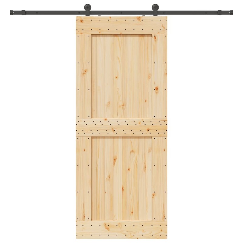 Porte coulissante et kit de quincaillerie 95x210 cm pin massif 