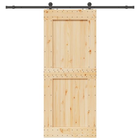 Porte coulissante et kit de quincaillerie 95x210 cm pin massif 