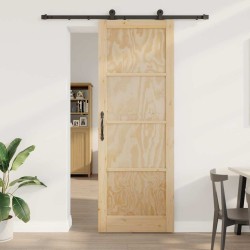 Porte coulissante avec matériel 83x232 cm Bois massif de pin 