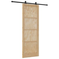 Porte coulissante avec matériel 83x232 cm Bois massif de pin 