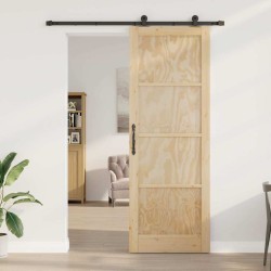 Porte coulissante avec matériel 83x232 cm Bois massif de pin 