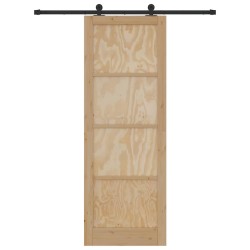Porte coulissante avec matériel 83x232 cm Bois massif de pin 