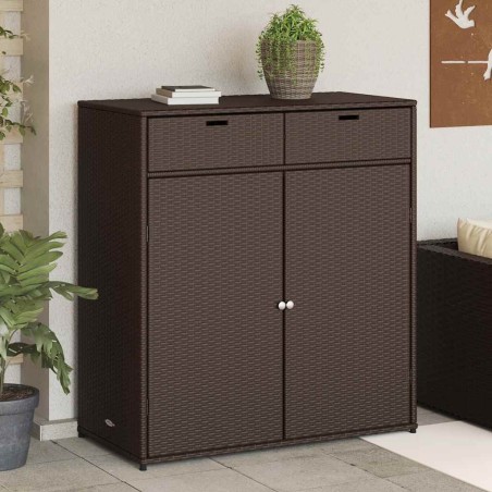 Armoire de rangement jardin marron 105x55x113 cm résine tressée 