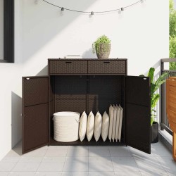 Armoire de rangement jardin marron 105x55x113 cm résine tressée 