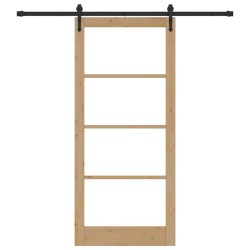 Ensemble de Porte Coulissante avec Matériel 93x211 cm Bois de Pin Massif 