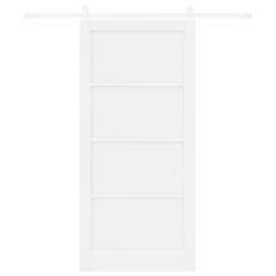 Porte coulissante avec ensemble de quincaillerie blanche 93x202 cm en bois massif de pin 