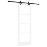 Porte Coulissante avec Kit Quincaillerie 'ORKDAL'Bois Massif Blanc et Verre 