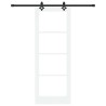 Porte Coulissante avec Kit Quincaillerie 'ORKDAL'Bois Massif Blanc et Verre 