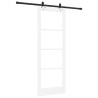 Porte Coulissante avec Kit Quincaillerie 'ORKDAL'Bois Massif Blanc et Verre 