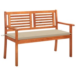 Banc de jardin 2 places avec coussin 120 cm Bois d'eucalyptus 