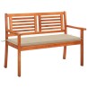 Banc de jardin 2 places avec coussin 120 cm Bois d'eucalyptus 