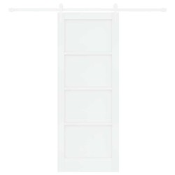 Porte Coulissante avec Kit Matériel Blanche 78x202 cm En Bois Massif en Pin 