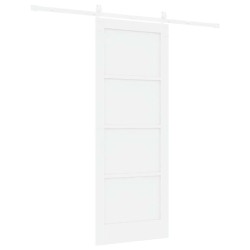 Porte Coulissante avec Kit Matériel Blanche 78x202 cm En Bois Massif en Pin 