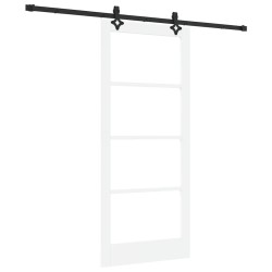 Porte coulissante avec quincaillerie blanche 86x198,5 cm en bois massif de pin 