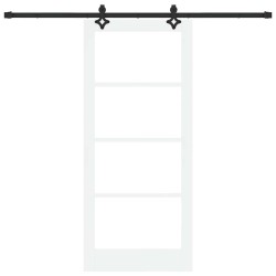 Porte coulissante avec quincaillerie blanche 86x198,5 cm en bois massif de pin 