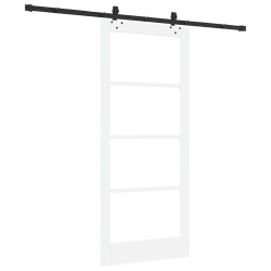 Porte coulissante avec quincaillerie blanche 86x198,5 cm en bois massif de pin 