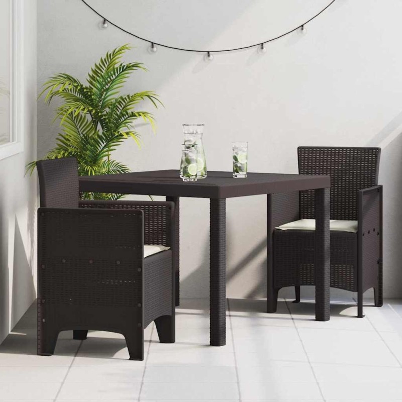Ensemble de salle à manger de jardin 3 pcs Marron 