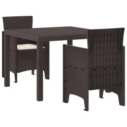 Ensemble de salle à manger de jardin 3 pcs Marron 
