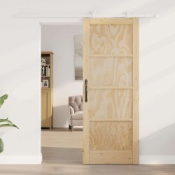 Porte coulissante avec quincaillerie 'ORKDAL'en bois massif de pin 