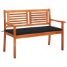 Banc de jardin 2 places avec coussin 120 cm Bois d'eucalyptus 