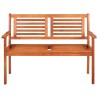 Banc de jardin 2 places avec coussin 120 cm Bois d'eucalyptus 