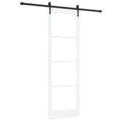 Porte coulissante avec kit de matériel blanche 78x232 cm en bois de pin 