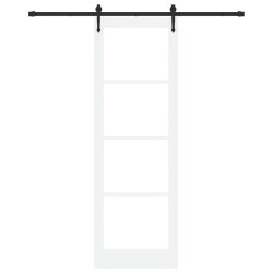 Porte coulissante avec kit de matériel blanche 78x232 cm en bois de pin 
