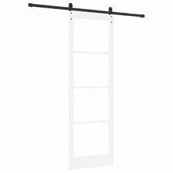 Porte coulissante avec kit de matériel blanche 78x232 cm en bois de pin 