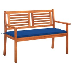 Banc de jardin 2 places avec coussin 120 cm Bois d'eucalyptus 
