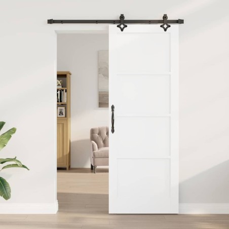 Porte coulissante avec kit de matériel 'ORKDAL'en bois massif de pin blanc 