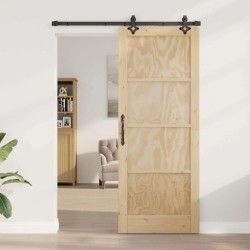 Porte coulissante avec quincaillerie 'ORKDAL'en bois massif de pin 