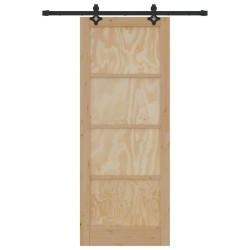 Porte coulissante avec quincaillerie 'ORKDAL'en bois massif de pin 