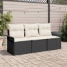 Ensemble de canapés de jardin 3 pièces avec coussins - Poly-rattan noir. 