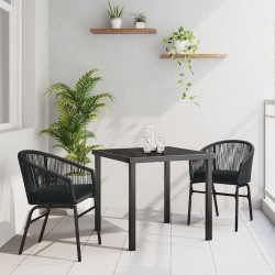 Ensemble de salle à manger de jardin 3 pièces - Rattan synthétique noir 